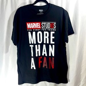 Marvel Studios “More Than A Fan” licensed tee, w back print. Size Large